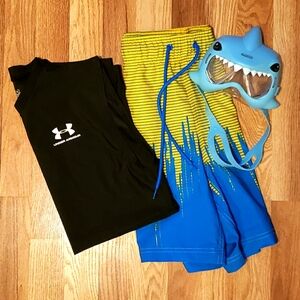Shark Swim Googles Swim Trunks Under Armour Kids Swim Set - Boys Small